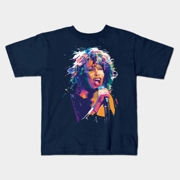 Tina Turner WPAP design Kids T-Shirt by Dede baba